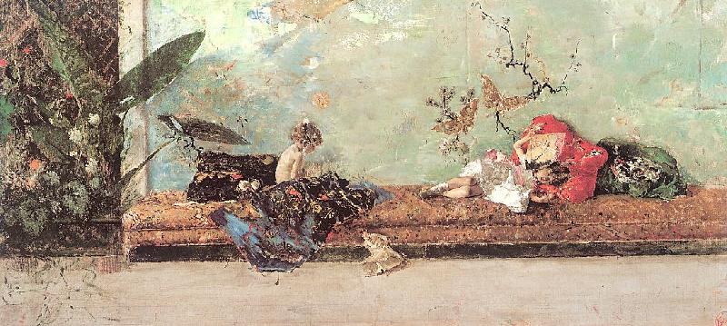 Marsal, Mariano Fortuny y The Artist's Children in the Japanese Salon oil painting image